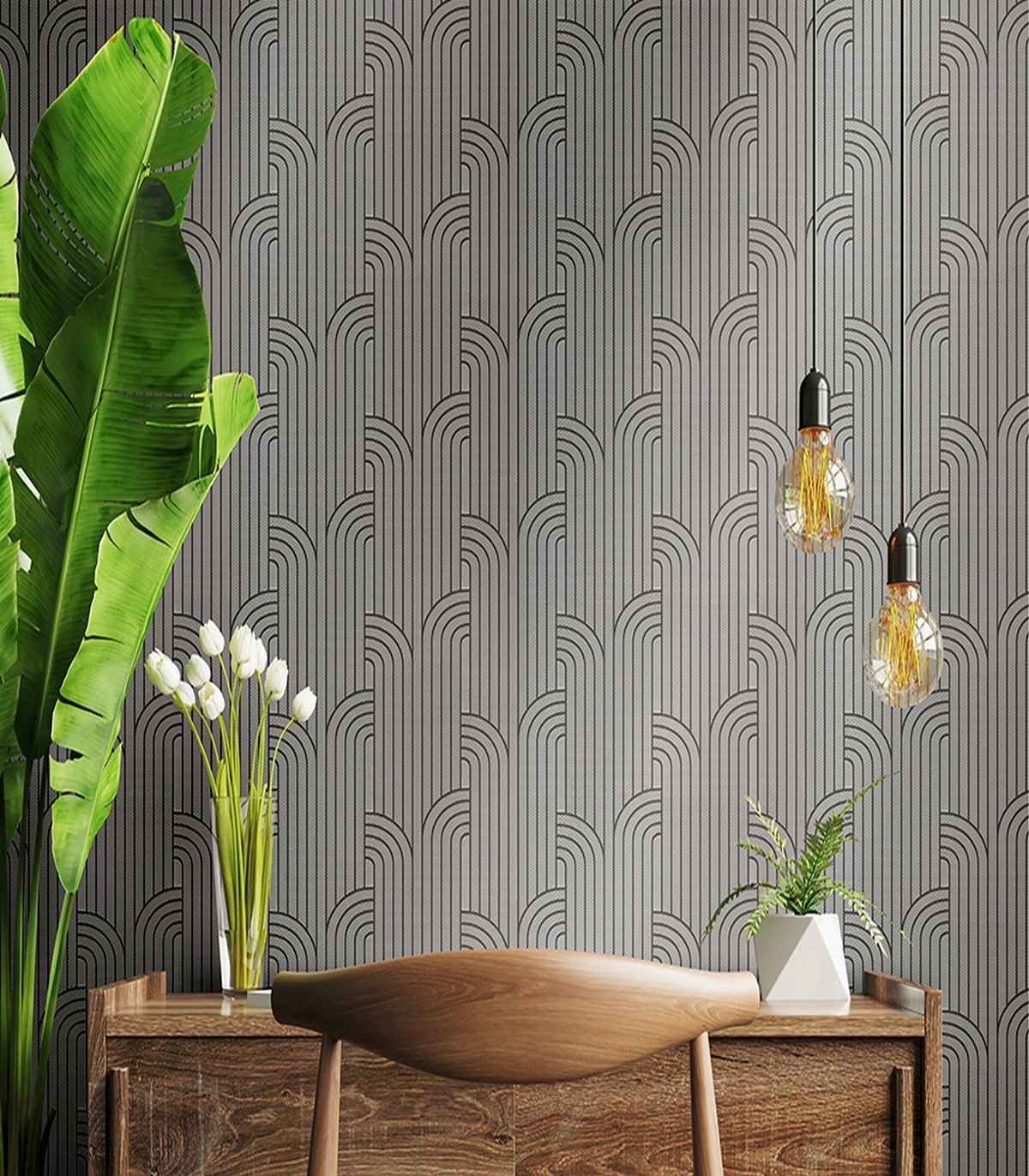 colección de papel pintado zambaiti parati contemporaneo en gris plata y negro
