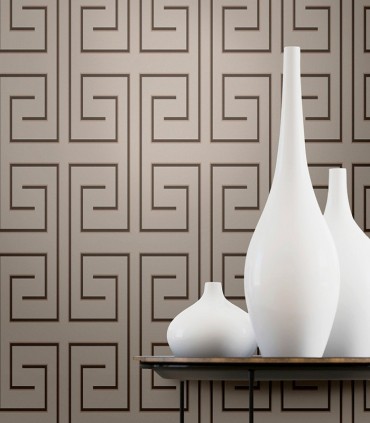 colección de papel pintado zambaiti parati geometrico marron y dorado