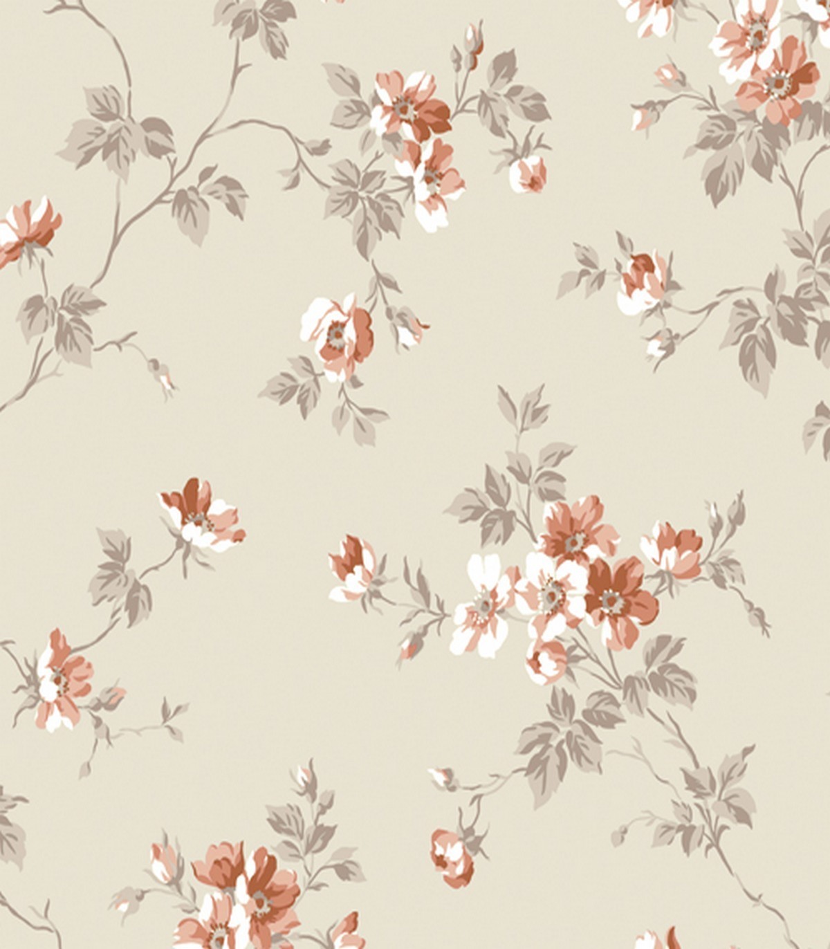 colección de papel pintado duro floral en gris salmon y beige