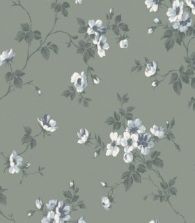 colección de papel pintado duro floral gris blanco y azul claro