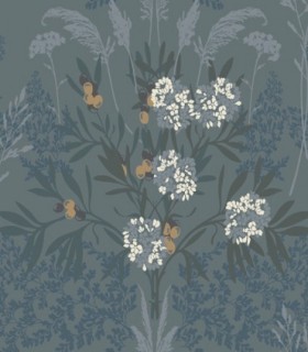 duro colección de papel pintado hav&land flores hojas ramas en azul y gris