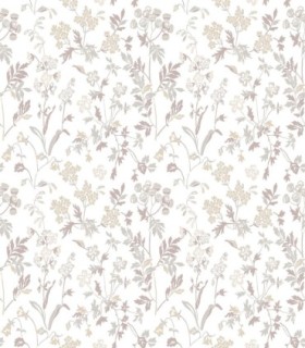 colección de papel pintado de duro floral en mate beige plata y gris vision