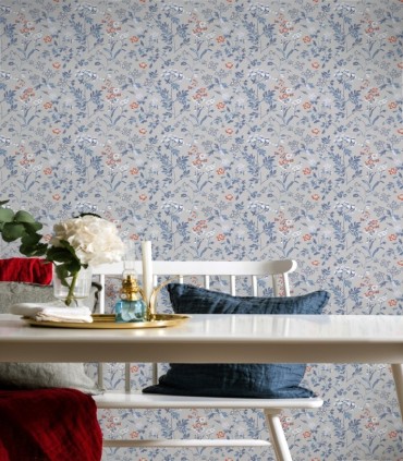 colección de papel pintafo de duro floral en mate marrón azul maya gris londres