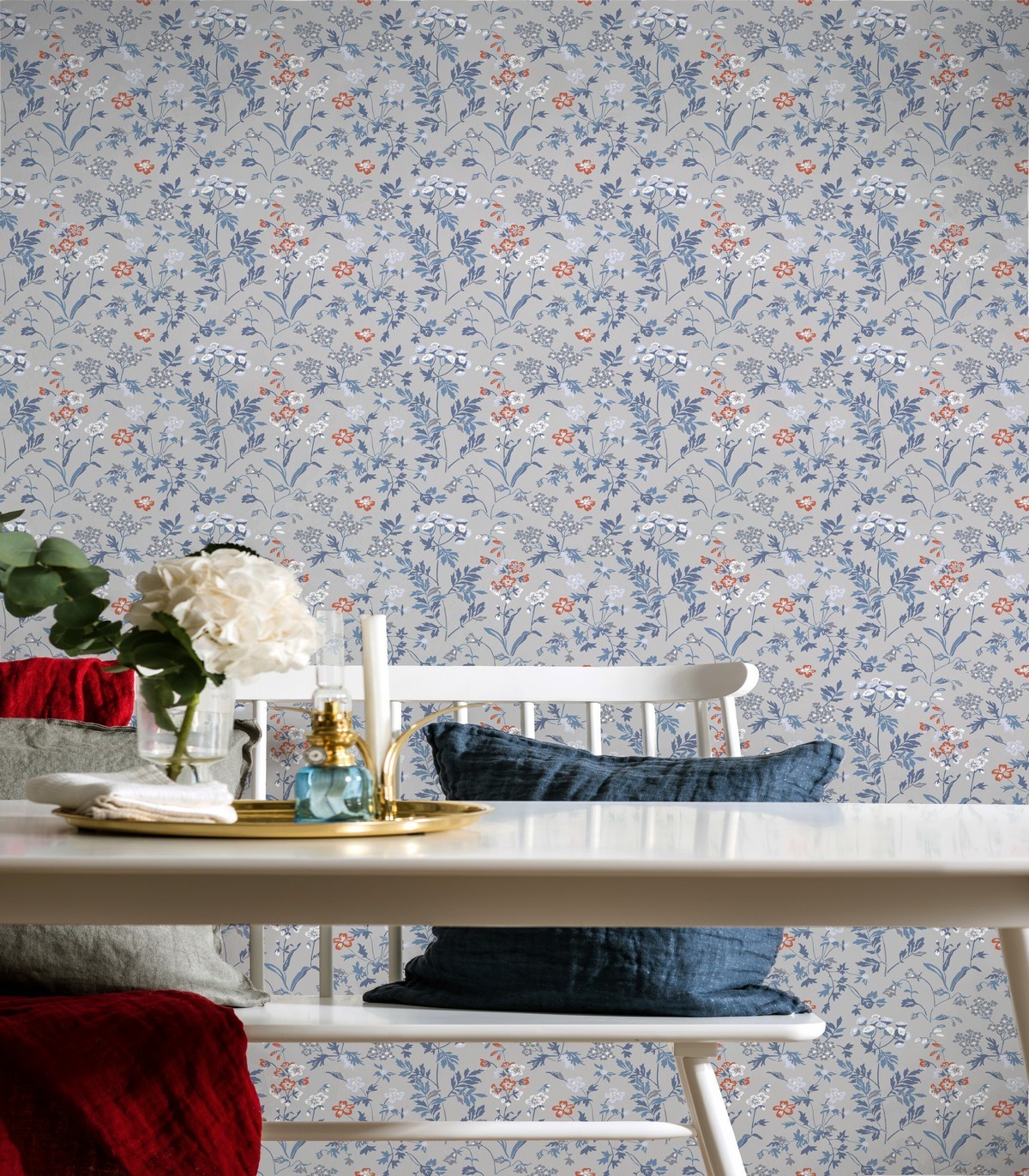 colección de papel pintafo de duro floral en mate marrón azul maya gris londres