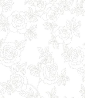 colección de papel pintado duro floral rosal en mate gris fondo blanco
