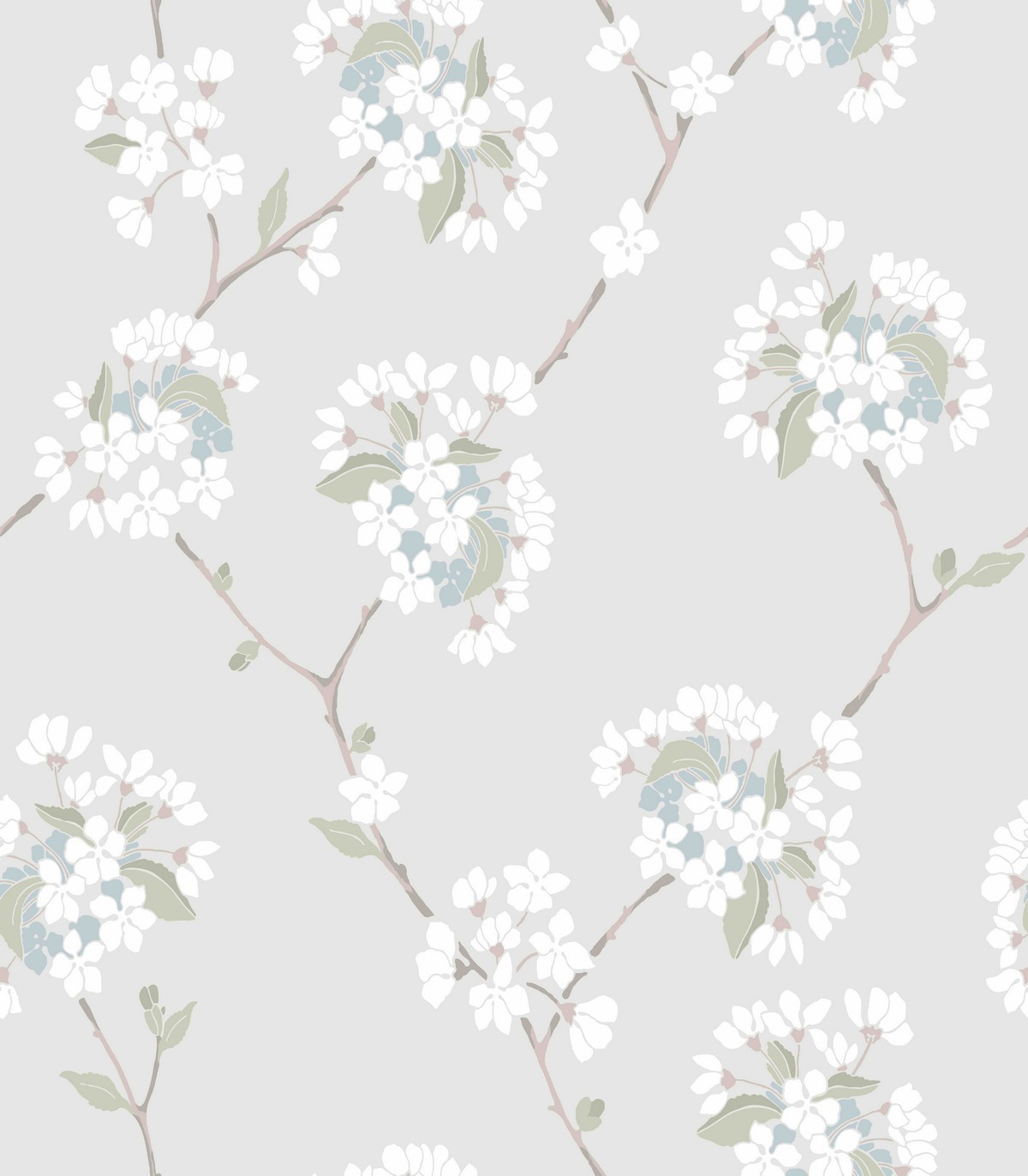 colección de papel pintado duro floral mate verde grisaceo blanco y azul aguamarina