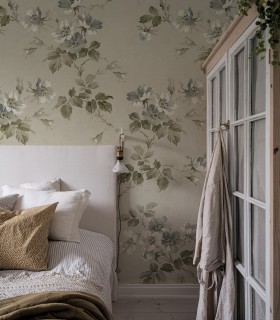 duro colección de papel pintado mural floral en verde claro gris claro blanco