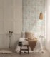 colección de papel pintado marburg  ecologico hojas azul aguamarina y greige