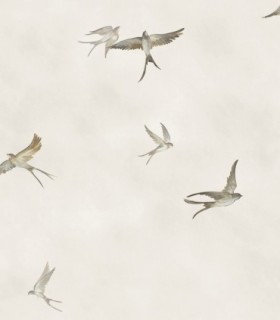 colección de papel pintado marburg  ecologico gorriones greige gris blanco chantilly
