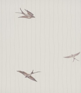 colección de papel pintado marburg  ecologico golondrinas con rayas gris nacarado y greige