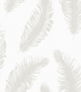 colección de papel pintado zambaiti parati plumas en plata fondo blanco