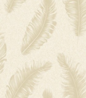 colección de papel pintado zambaiti parati plumas en beige metalizado