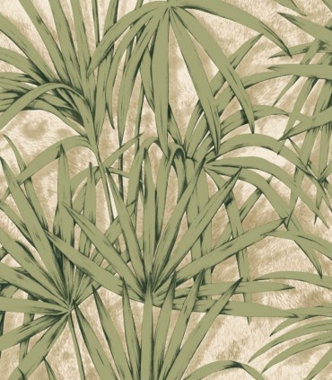 colección de papel pintado zambaiti parati hojas palmera verde y beige