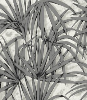 colección de papel pintado zambaiti parati hojas palmera gris aluminio y gris siveria