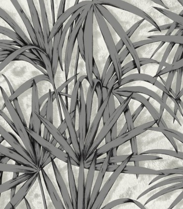colección de papel pintado zambaiti parati hojas palmera gris aluminio y gris siveria