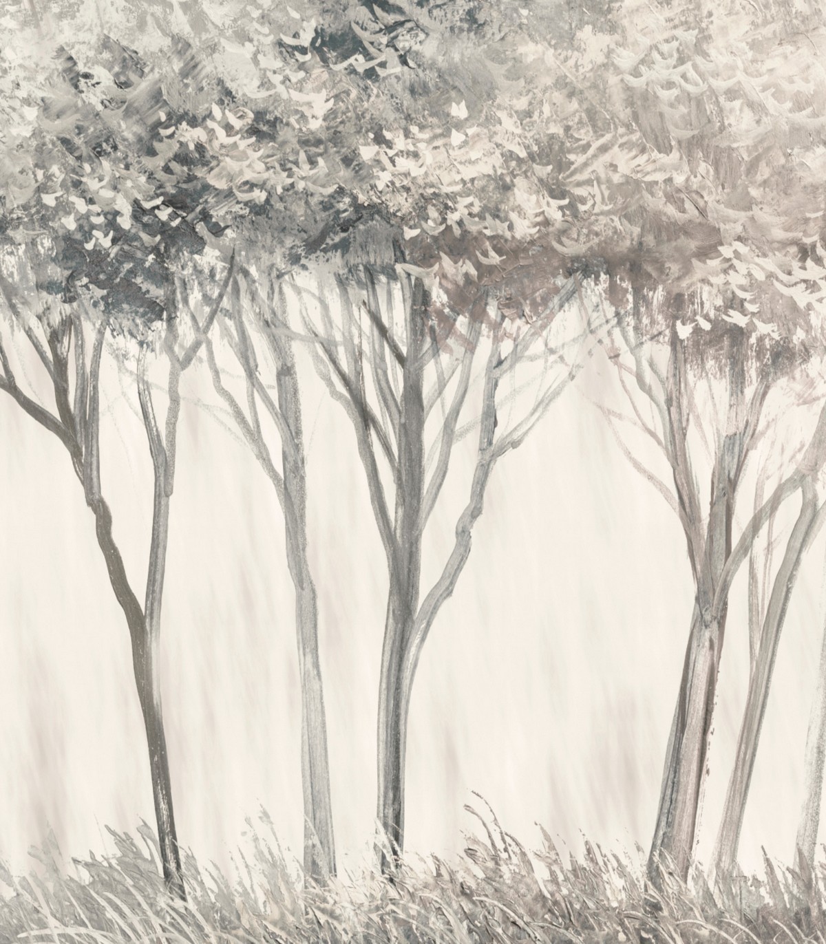 colección de papel pintado zambaiti parati mural arboles gris y gris claro