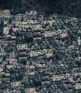 colección de papel pintado zambaiti parati mural pueblo toscana negro y blanco grisaceo