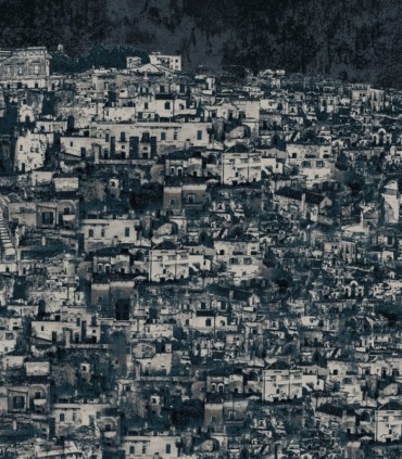 colección de papel pintado zambaiti parati mural pueblo toscana negro y blanco grisaceo