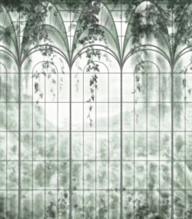 colección de papel pintado zambaiti parati mural vidriera natura verde