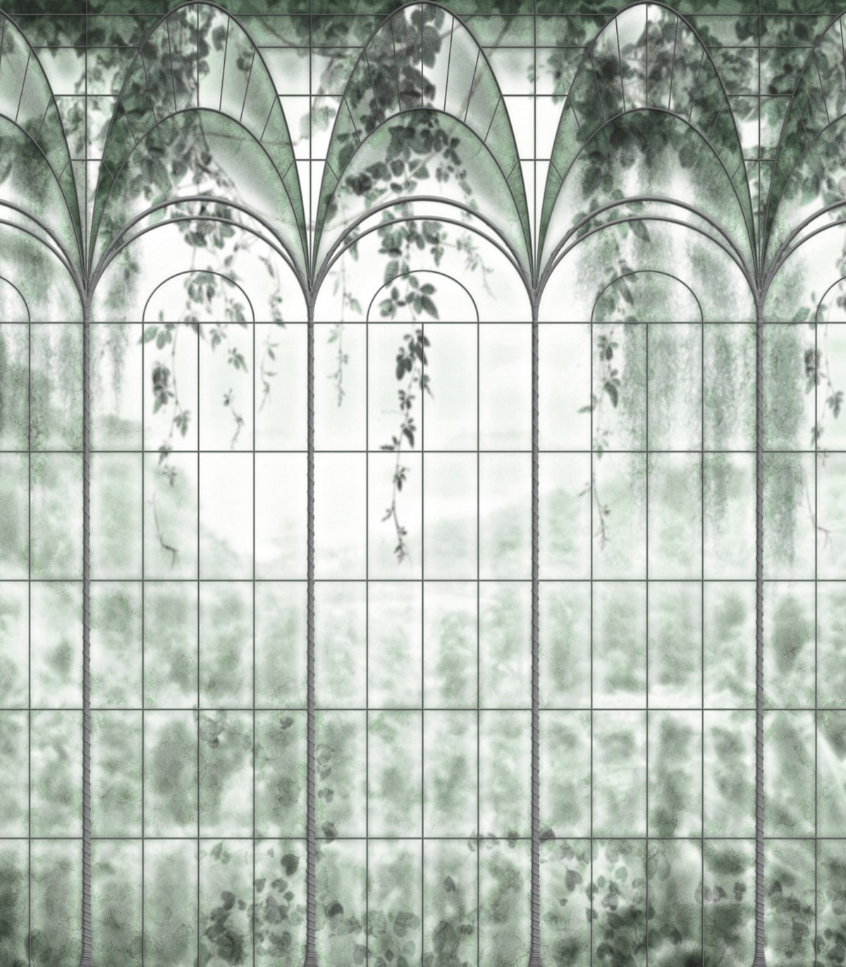 colección de papel pintado zambaiti parati mural vidriera natura verde