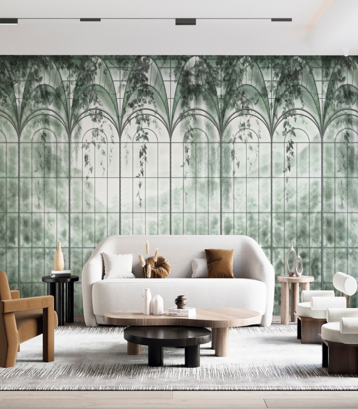 colección de papel pintado zambaiti parati mural vidriera natura verde
