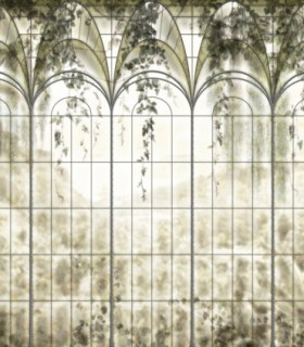 colección de papel pintado zambaiti parati mural vidriera natura verde seco