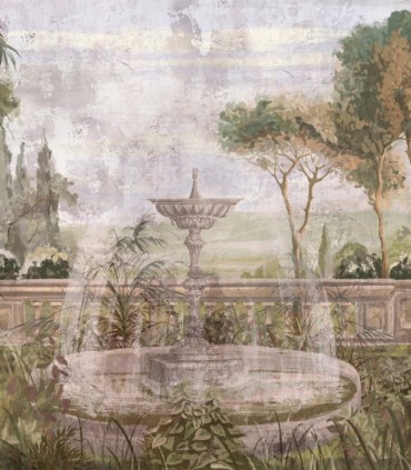 colección de papel pintado zambaiti parati mural jardin natura verde marrón rosa claro