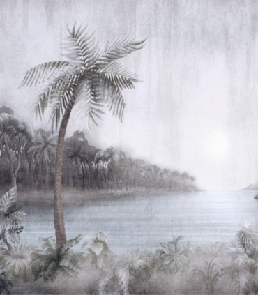 colección de papel pintado zambaiti parati mural tropoical verde marrón gris