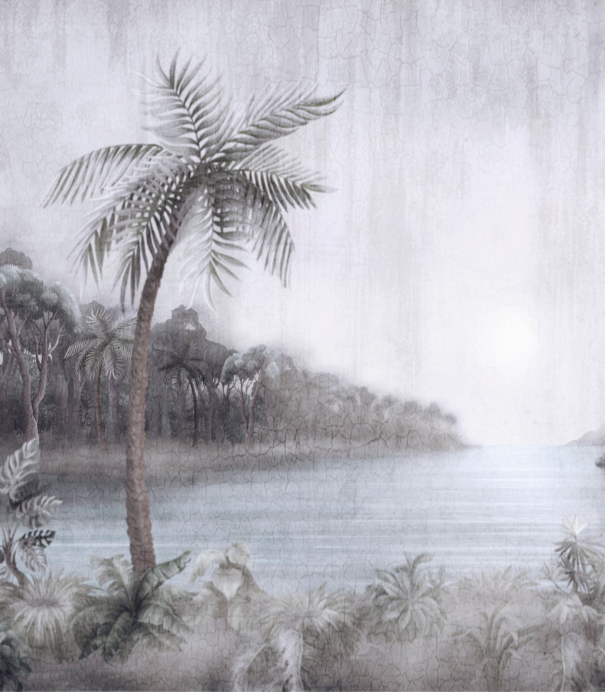 colección de papel pintado zambaiti parati mural tropoical verde marrón gris