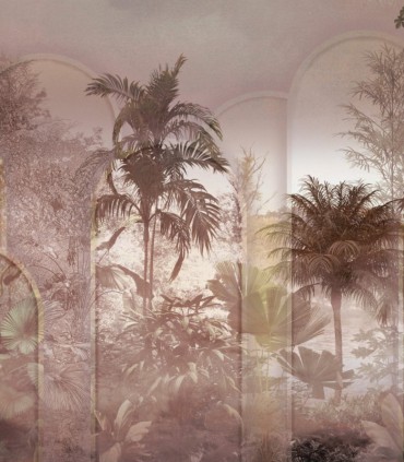 colección de papel pintado zambaiti parati mural palmeras rosa claro verde