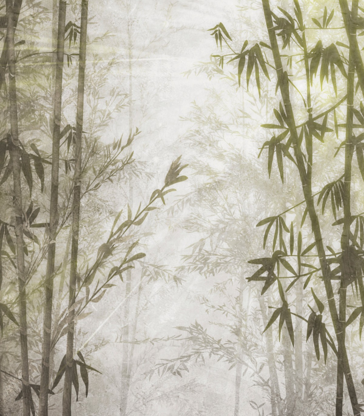 colección de papel pintado zambaiti parati mural bambu verde grisaceo y gris claro