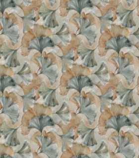 colección de papel pintado zambaiti parati mural hojas verde aguamarina y ocre