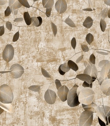 colección de papel pintado zambaiti parati mural hojas eucalipto gris beige