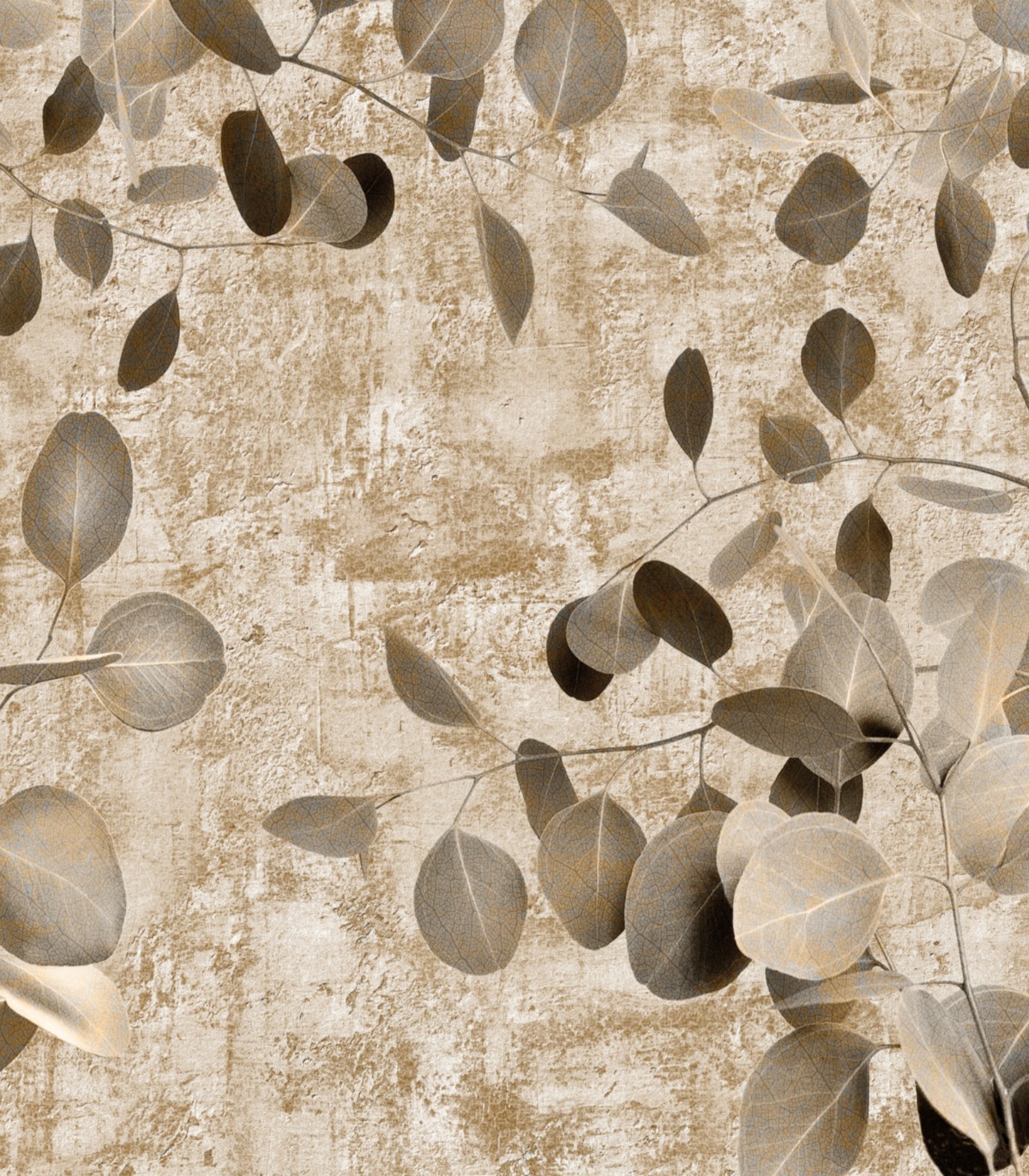 colección de papel pintado zambaiti parati mural hojas eucalipto gris beige