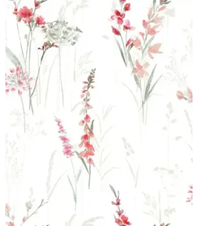 Papel pintado floral rojo y salmón Catálogo Forest | Empapelarte