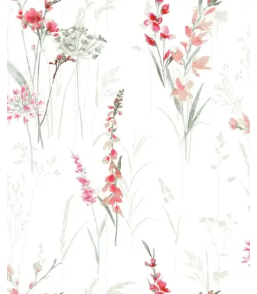 Papel pintado floral rojo y salmón Catálogo Forest | Empapelarte
