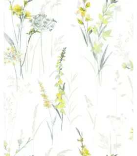 Papel pintado floral amarillo y gris  Catálogo Forest  Empapelarte