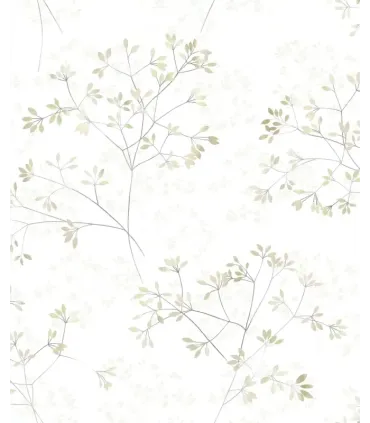 Papel pintado ramas finas y hojitas beige claro Catálogo Forest Empapelarte