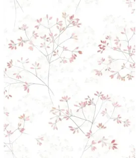 Papel pintado ramas grises y hojas terracota claro Forest Empapelarte