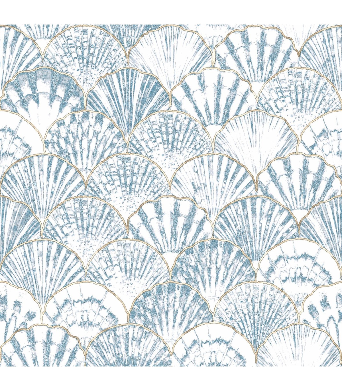 papel pintado conchas azules mosaico forest empapelarte