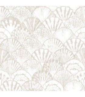 papel pintado conchas greige forest empapelarte