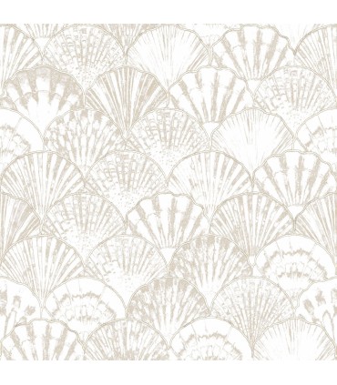 papel pintado conchas greige forest empapelarte