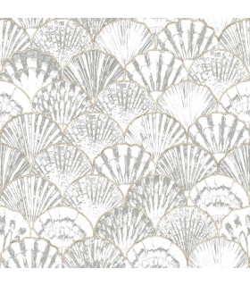 papel pintado conchas gris y beig forest empapelarte
