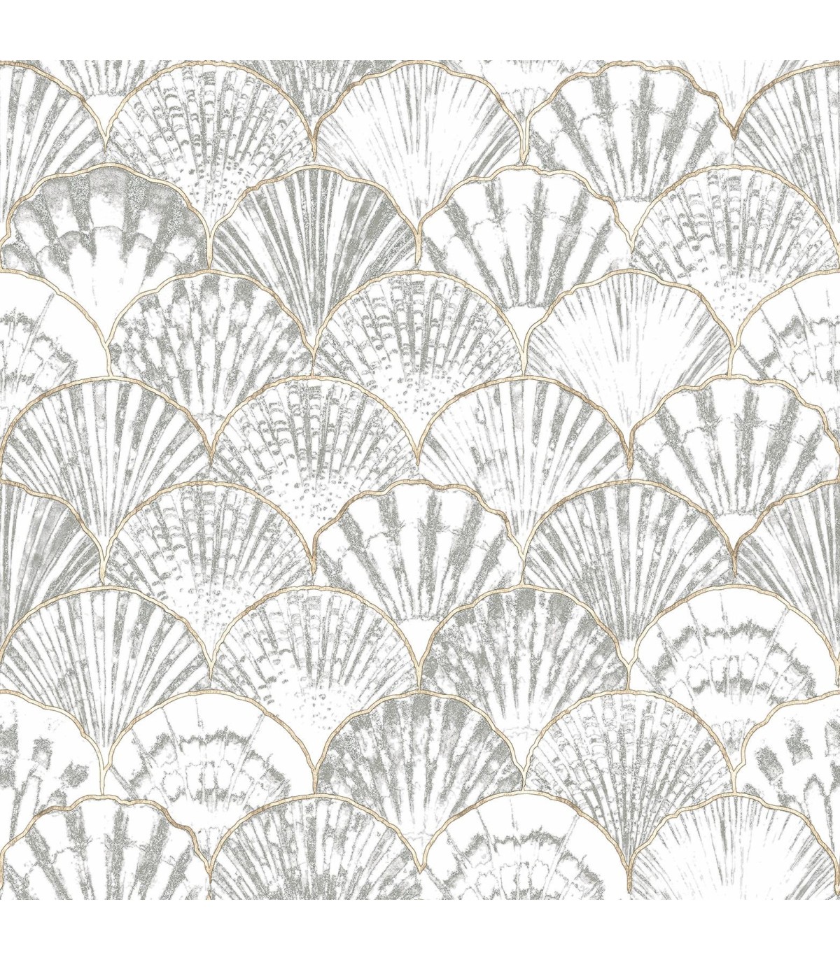 papel pintado conchas gris y beig forest empapelarte