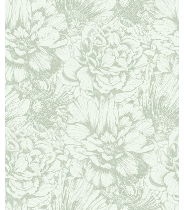papel pintado rosetones grandes verde menta forest empapelarte