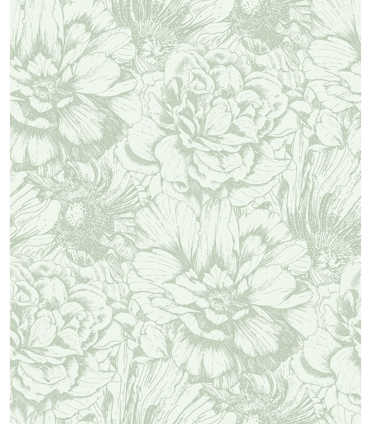 papel pintado rosetones grandes verde menta forest empapelarte
