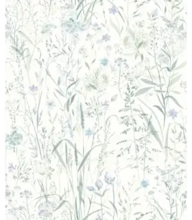 Papel pintado floral azul y verde  Colección Spring Empapelarte