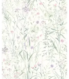 Papel pintado floral lila verde colección Spring disponible en Empapelarte