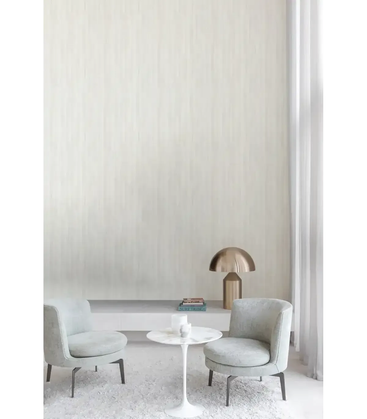 Papel pintado rayas blanco marfil verticales colección Spring en Empapelarte