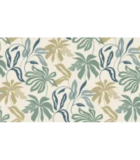 Papel pintado hojas grandes gris denim camel fondo blanco Spring Empapelarte